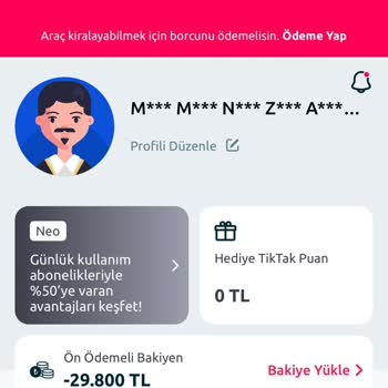 29.800₺ Borç Hakkında Tiktak Yönetiminden Açıklama Bekliyorum