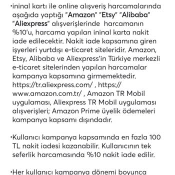 İninal Kart Yurt Dışı Site Kampanya Şartları Sorunu