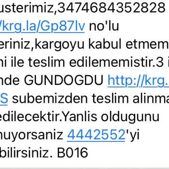 Aras Kargo Gündoğdu Şubesi Asılsız Mesaj