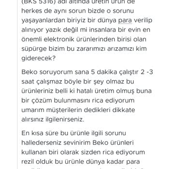 Beko Fabrikadan Hatalı Üretilen Arızalı Süpürge