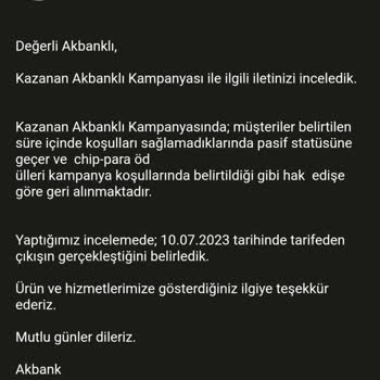 Akbank'ın Kampanya İle İlgili Mağduriyetim