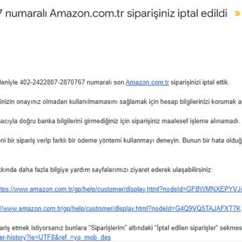 Amazon 3D Secure Güvenlik Onayı Sonrası Ödeme Hatası