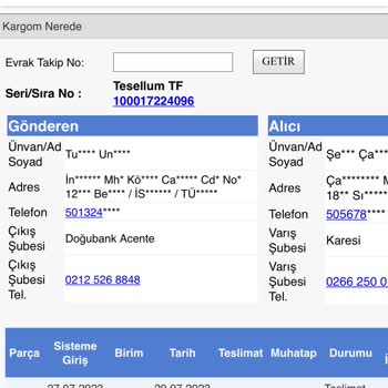 Sürat Kargo Balıkesir Karesi Şubesi Teslimat Sorunu