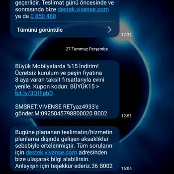 Vivense Ürünleri Teslim Etmiyor