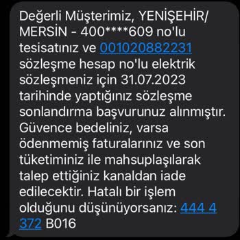 Enerjisa Toroslar Elektrik Perakende Enerjisa Abonelik İptali
