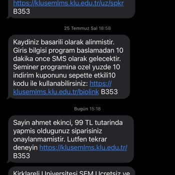 Kırklareli Üniversitesi Sürekli Eğitim Merkezi (KLUSEM) Ücret Ödedim Tekrar Ücret Talep Edildi Ve Kaydım Silindi