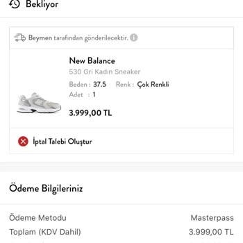 Beymen Online Alışveriş New Balance Tedarik Edememe