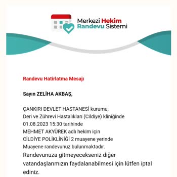 Çankırı Devlet Hastanesi Cildiye Doktoru Grev