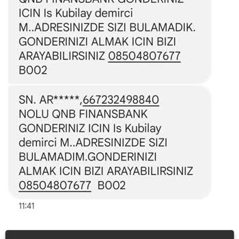 QNB Finansbank AGT Firmasının Kart Gönderme Sorunu