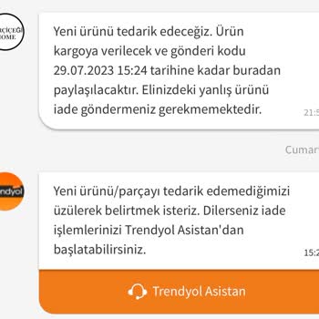Karçiçeği Home Eksik/kusurlu Üründe Yardımcı Olmuyorlar