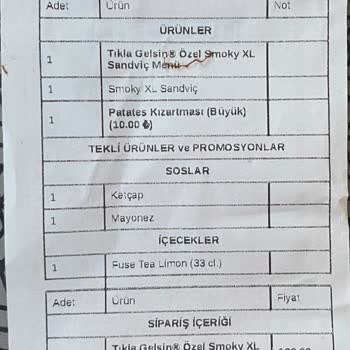 Tıkla Gelsin Popeyes Eksik Ürün İadesi Yapılmadı