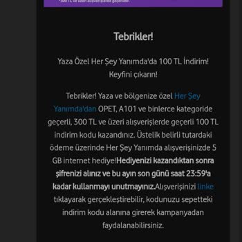 Vodafone Kazanılan Hediyeyi Vermemesi
