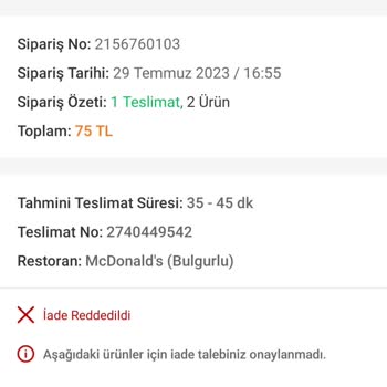 Trendyol Yemek Sipariş Teslim Etmeyip Ücretide İade Etmiyor