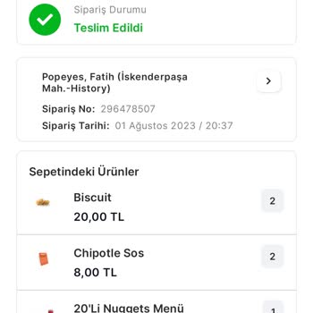 Popeyes Art Arda Eksik Ürün Gönderdi, Çözüm Yok!