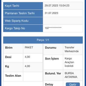 Sürat Kargo Aktarmada Bekletilen Kargo