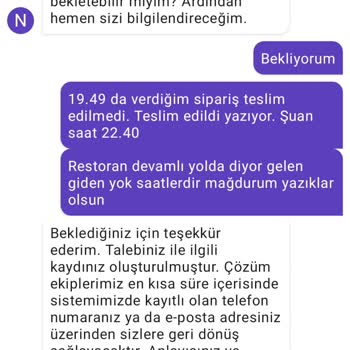 Getir Yemek Burger King 4. Saat İçinde Gelmeyen Sipariş