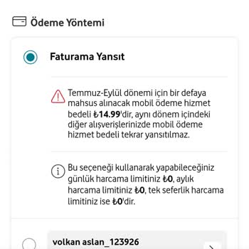 Vodafone Mobil Ödeme Yapılmıyor
