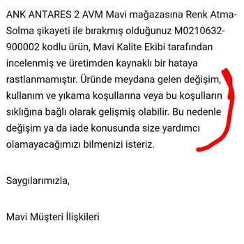 Mavi Pişmanlıktır. Müşteriyle İlgilenmiyorlar.
