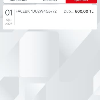 Facebook Kredi Kartımdan İzinsiz Para Çekilmiş