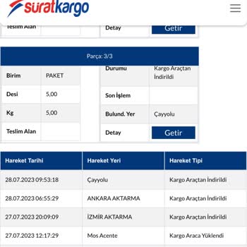 Sürat Kargo Kargomu Teslimata Çıkarmıyor