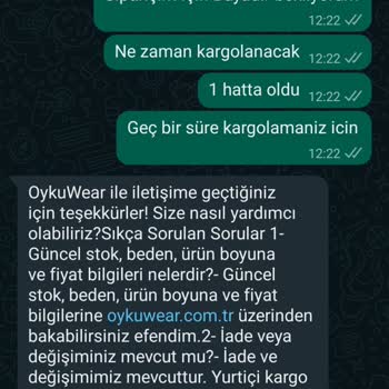 Oykuwear Sitesi Kargo Sorunu