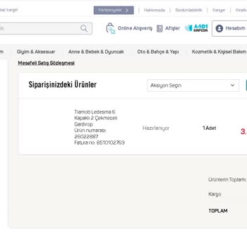 A101 İnternet Alışveriş Mağduriyeti