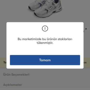 Cepte Şok Uygulaması New Balance 530 Stok Sorunu