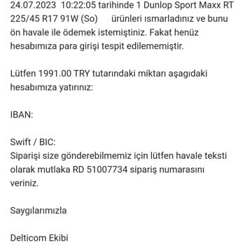 Lastik-online.com.tr Ödeme Ve İletişim Sorunu.