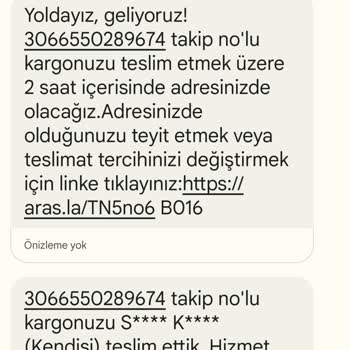 Aras Kargo Teslim Etmediği Kargoya Teslim Edildi Mesajı Attı
