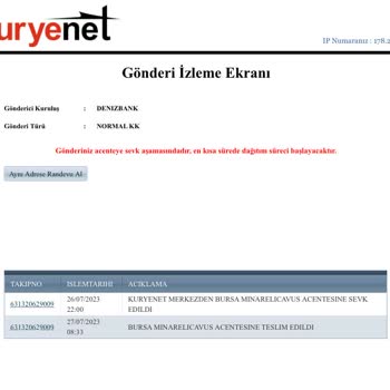 Kuryenet Kredi Kartım Teslim Edilmedi