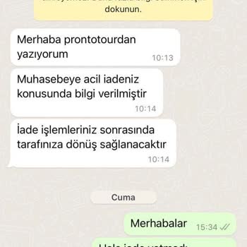 Pronto Tour Para İadesi Yapmıyor