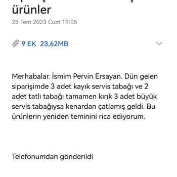 Bernardo'dan Yemek Takımı Aldım Kırık Geldi Hala Temin Edilmedi