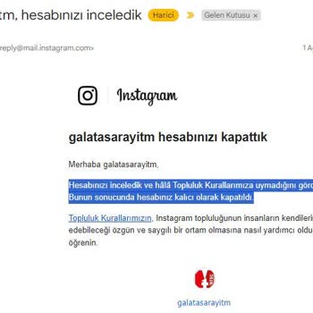 Instagram Hesabımızın Kapatılması