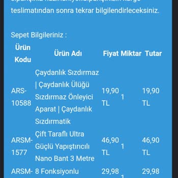 Arsimo Satıcı Firma Tarafından Gönderilmeyen Ürünler