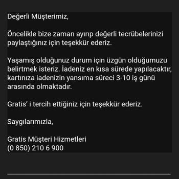 Gratis İade Edilmeyen İade