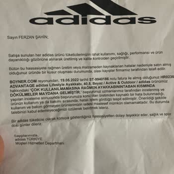 Gebze Boyner Mağazasından Aldığım Adidas Bayan Ayakkabıyla İlgili Sorun