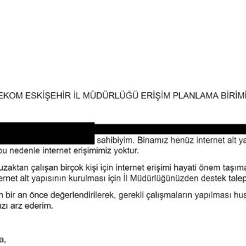 Türk Telekom'un İnternet Altyapısını Yapmaması