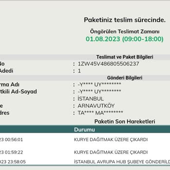UPS Türkiye Gönderimin Teslim Edilmemesi