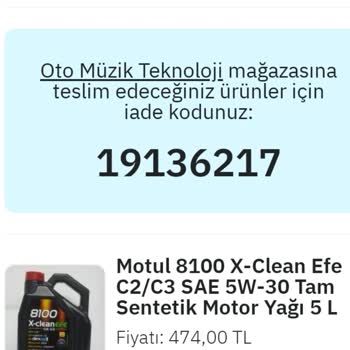 Epttavm Paketi Açılmış ve Bantlanmış Motor Yağı