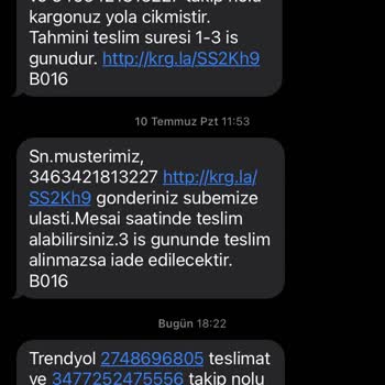Aras Kargo Bana Ait Olmayan Kargo Mesajı