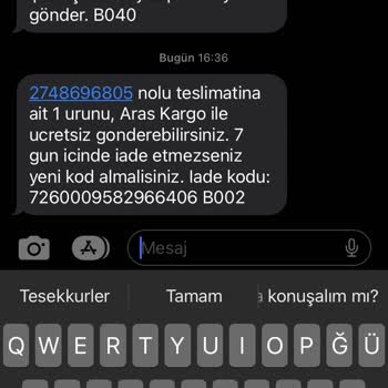 Aras Kargo Bana Ait Olmayan Kargo Mesajı