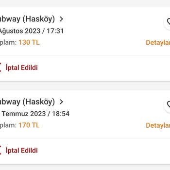 Ankara Subway Hasköy Sipariş İptali