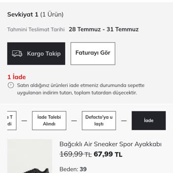 DeFacto Kargom Gelmedi, Para İadesi Yapılıyor!