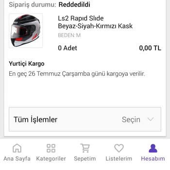 N11 Uygulaması, Ürün İptali.