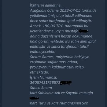 Akbank Steam İade Ve 1 Aydır Ücretin Yatırılamaması