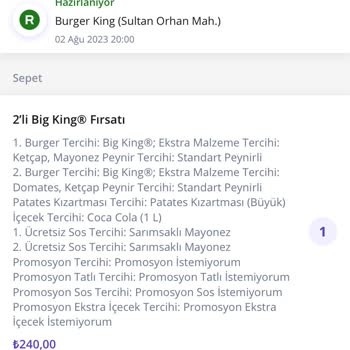 Getir Yemek - Burger King