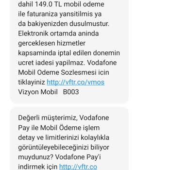 Vodafone Pay Benden Haksız Yere 149 TL Fatura Kesti
