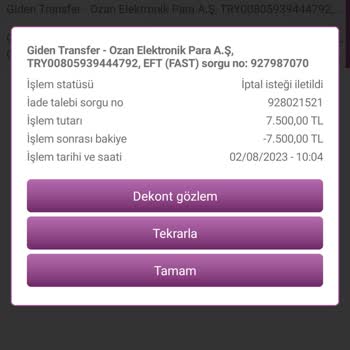 Ozan Elektronik Para İrademiz Dışında Mobil Hesabımıza Girdiler Ve Kendilerine EFT Yaptılar
