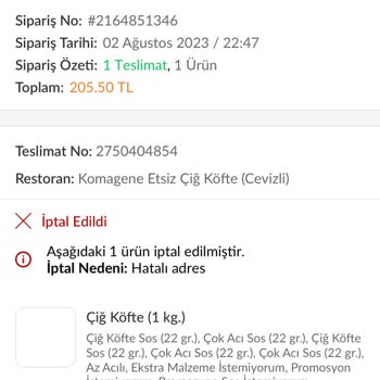 Komagene Trendyol GO Yemek Siparişi