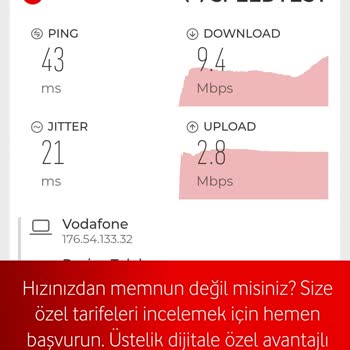 Reklama Aldanma Vodafone İnternet Hızı Çok Düşük